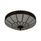 Meyda Lighting Vincent 15" 3-Light Craftsman Brown Highlighted Flush Mount Mount With White Art Shade Glass