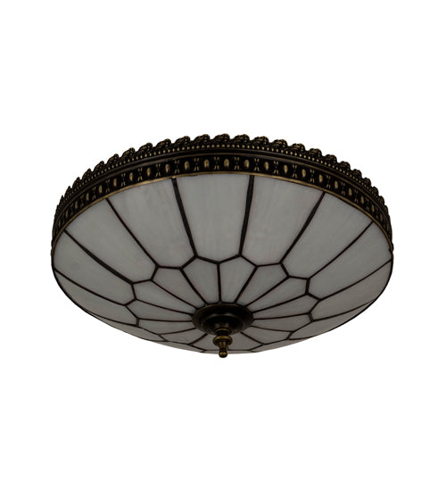Meyda Lighting Vincent 15" 3-Light Craftsman Brown Highlighted Flush Mount Mount With White Art Shade Glass