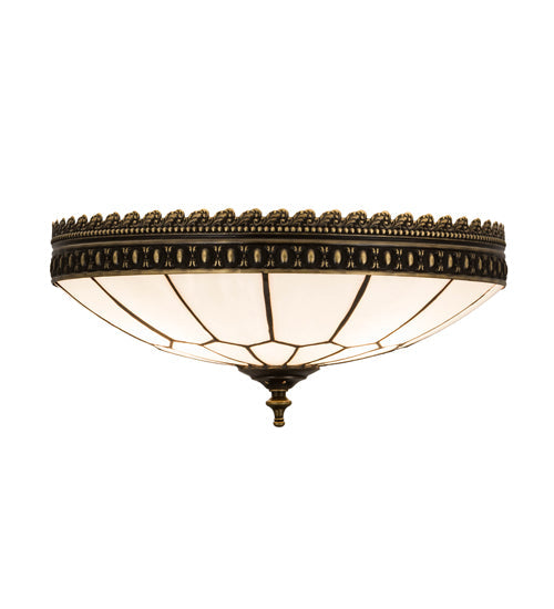 Meyda Lighting Vincent 15" 3-Light Craftsman Brown Highlighted Flush Mount Mount With White Art Shade Glass