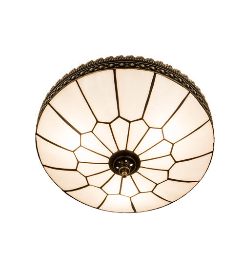 Meyda Lighting Vincent 15" 3-Light Craftsman Brown Highlighted Flush Mount Mount With White Art Shade Glass