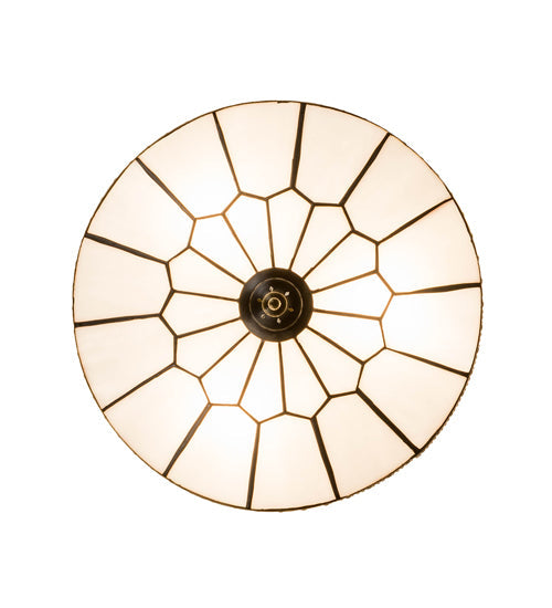 Meyda Lighting Vincent 15" 3-Light Craftsman Brown Highlighted Flush Mount Mount With White Art Shade Glass