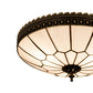 Meyda Lighting Vincent 15" 3-Light Craftsman Brown Highlighted Flush Mount Mount With White Art Shade Glass
