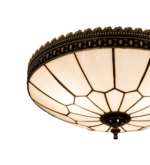 Meyda Lighting Vincent 15" 3-Light Craftsman Brown Highlighted Flush Mount Mount With White Art Shade Glass