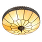 Meyda Lighting Vincent 15" 3-Light Craftsman Brown Highlighted Honeycomb Flush Mount Light With Beige Art Shade Glass