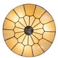 Meyda Lighting Vincent 15" 3-Light Craftsman Brown Highlighted Honeycomb Flush Mount Light With Beige Art Shade Glass