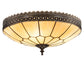 Meyda Lighting Vincent 15" 3-Light Craftsman Brown Highlighted Honeycomb Flush Mount Light With Beige Art Shade Glass