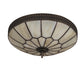 Meyda Lighting Vincent 15" 3-Light Craftsman Brown Honeycomb Flush Mount Light With Beige Art Shade Glass