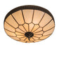 Meyda Lighting Vincent 15" 3-Light Craftsman Brown Honeycomb Flush Mount Light With Beige Art Shade Glass