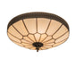 Meyda Lighting Vincent 15" 3-Light Craftsman Brown Honeycomb Flush Mount Light With Beige Art Shade Glass
