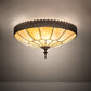 Meyda Lighting Vincent 15" 3-Light Dark Roast Honeycomb Flush Mount Light With Beige Iridescent Art Shade Glass