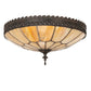 Meyda Lighting Vincent 15" 3-Light Dark Roast Honeycomb Flush Mount Light With Beige Iridescent Art Shade Glass