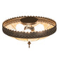 Meyda Lighting Vincent 15" 3-Light Dark Roast Honeycomb Flush Mount Light With Beige Iridescent Art Shade Glass