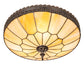 Meyda Lighting Vincent 15" 3-Light Dark Roast Honeycomb Flush Mount Light With Beige Iridescent Art Shade Glass