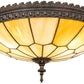 Meyda Lighting Vincent 15" 3-Light Dark Roast Honeycomb Flush Mount Light With Beige Iridescent Art Shade Glass