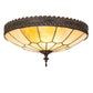 Meyda Lighting Vincent 15" 3-Light Dark Roast Honeycomb Flush Mount Light With Beige Iridescent Art Shade Glass