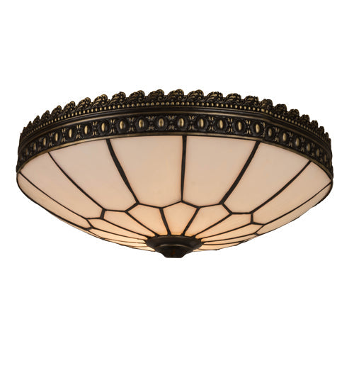 Meyda Lighting Vincent 15" Craftsman Brown Highlighted Honeycomb Frame With White Art Shade Glass