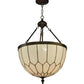 Meyda Lighting Vincent 18" 3-Light Craftsman Brown With Hightights Inverted Pendant Light With White Art Honeycomb Shade Glass
