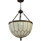 Meyda Lighting Vincent 18" 3-Light Craftsman Brown With Hightights Inverted Pendant Light With White Art Honeycomb Shade Glass