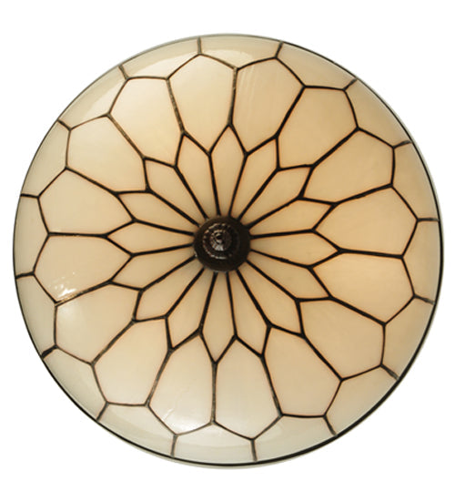 Meyda Lighting Vincent 18" 3-Light Craftsman Brown With Hightights Inverted Pendant Light With White Art Honeycomb Shade Glass