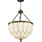 Meyda Lighting Vincent 18" 3-Light Craftsman Brown With Hightights Inverted Pendant Light With White Art Honeycomb Shade Glass