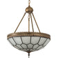 Meyda Lighting Vincent 19" 3-Light Antique Brass Honeycomb Inverted Pendant Light With Clear Frosted Shade Glass