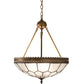 Meyda Lighting Vincent 19" 3-Light Antique Brass Honeycomb Inverted Pendant Light With Clear Frosted Shade Glass