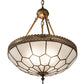 Meyda Lighting Vincent 19" 3-Light Antique Brass Honeycomb Inverted Pendant Light With Clear Frosted Shade Glass
