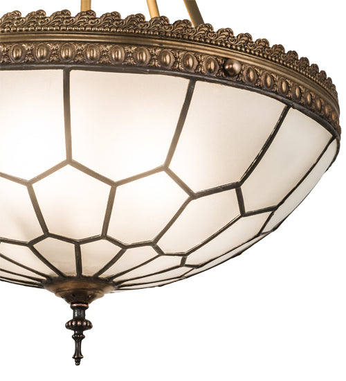 Meyda Lighting Vincent 19" 3-Light Antique Brass Honeycomb Inverted Pendant Light With Clear Frosted Shade Glass