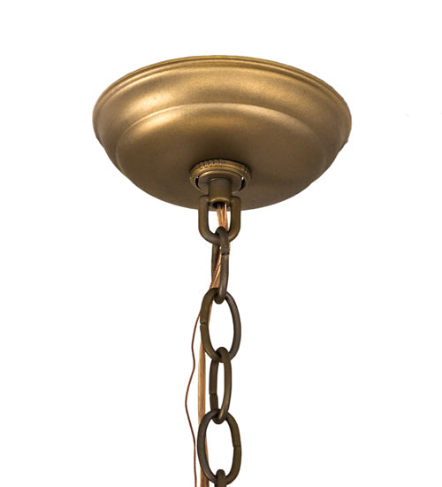Meyda Lighting Vincent 19" 3-Light Antique Brass Honeycomb Inverted Pendant Light With Clear Frosted Shade Glass