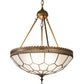 Meyda Lighting Vincent 19" 3-Light Antique Brass Honeycomb Inverted Pendant Light With Clear Frosted Shade Glass