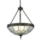Meyda Lighting Vincent 19" 3-Light Antique Copper Honeycomb Inverted Pendant Light With Frosted Clear Shade Glass