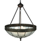 Meyda Lighting Vincent 19" 3-Light Antique Copper Honeycomb Inverted Pendant Light With Frosted Clear Shade Glass