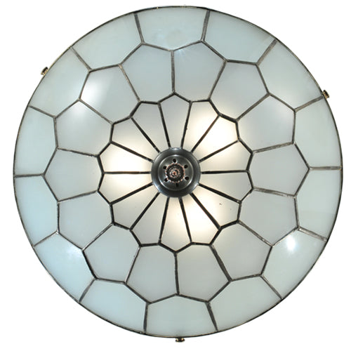 Meyda Lighting Vincent 19" 3-Light Antique Copper Honeycomb Inverted Pendant Light With Frosted Clear Shade Glass