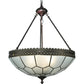 Meyda Lighting Vincent 19" 3-Light Antique Copper Honeycomb Inverted Pendant Light With Frosted Clear Shade Glass