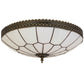 Meyda Lighting Vincent 20" 4-Light Craftsman Brown Highlighted Honeycomb Flush Mount Light With White Art Shade Glass