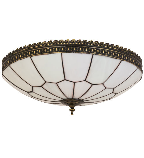 Meyda Lighting Vincent 20" 4-Light Craftsman Brown Highlighted Honeycomb Flush Mount Light With White Art Shade Glass