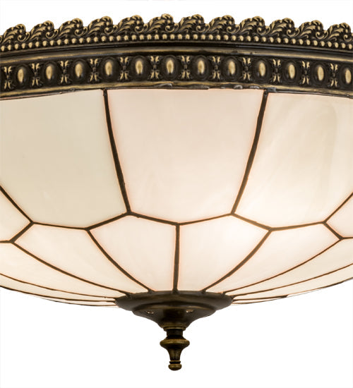 Meyda Lighting Vincent 20" 4-Light Craftsman Brown Highlighted Honeycomb Flush Mount Light With White Art Shade Glass