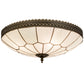 Meyda Lighting Vincent 20" 4-Light Craftsman Brown Highlighted Honeycomb Flush Mount Light With White Art Shade Glass