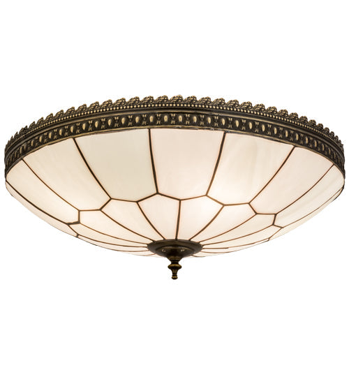 Meyda Lighting Vincent 20" 4-Light Craftsman Brown Highlighted Honeycomb Flush Mount Light With White Art Shade Glass