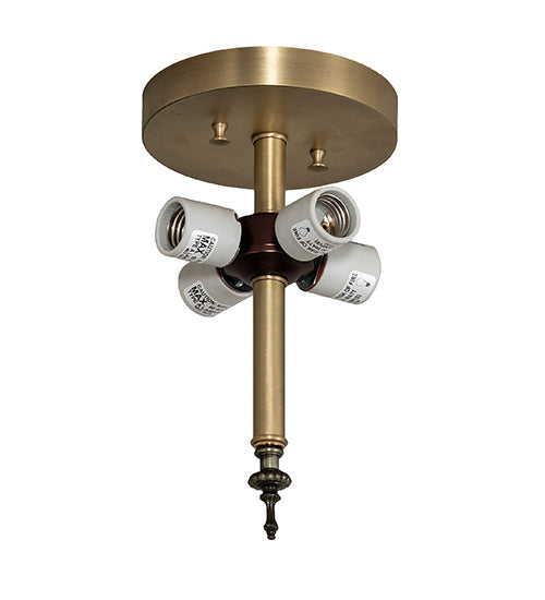 Meyda Lighting Vincent 20" 4-Light Craftsman Brown Honeycomb Flush Mount Light With White Art Shade Glass
