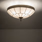 Meyda Lighting Vincent 20" 4-Light Craftsman Brown Honeycomb Flush Mount Light With White Art Shade Glass