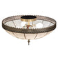 Meyda Lighting Vincent 20" 4-Light Craftsman Brown Honeycomb Flush Mount Light With White Art Shade Glass