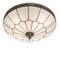 Meyda Lighting Vincent 20" 4-Light Craftsman Brown Honeycomb Flush Mount Light With White Art Shade Glass