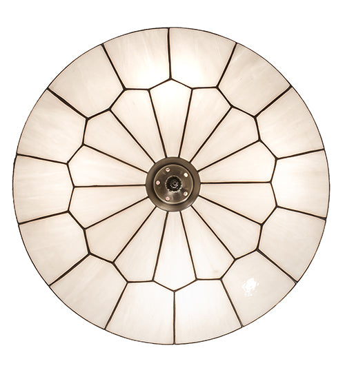 Meyda Lighting Vincent 20" 4-Light Craftsman Brown Honeycomb Flush Mount Light With White Art Shade Glass