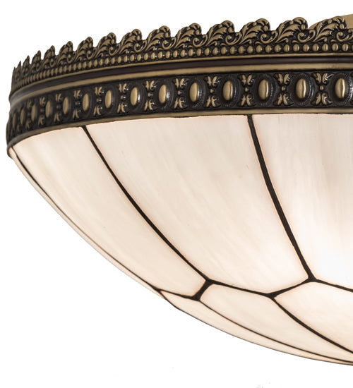 Meyda Lighting Vincent 20" 4-Light Craftsman Brown Honeycomb Flush Mount Light With White Art Shade Glass