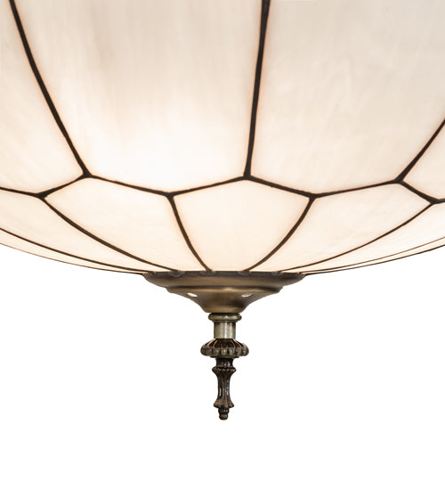 Meyda Lighting Vincent 20" 4-Light Craftsman Brown Honeycomb Flush Mount Light With White Art Shade Glass