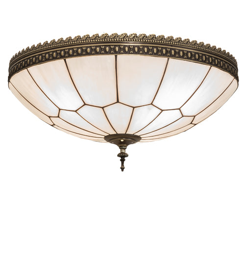 Meyda Lighting Vincent 20" 4-Light Craftsman Brown Honeycomb Flush Mount Light With White Art Shade Glass