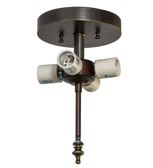 Meyda Lighting Vincent 20" 4-Light Craftsman Brown With Highlights Honeycomb Flush Mount Light With Beige Art Shade Glass