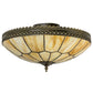 Meyda Lighting Vincent 20" 4-Light Craftsman Brown With Highlights Honeycomb Flush Mount Light With Beige Art Shade Glass