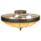 Meyda Lighting Vincent 20" 4-Light Craftsman Brown With Highlights Honeycomb Flush Mount Light With Beige Art Shade Glass